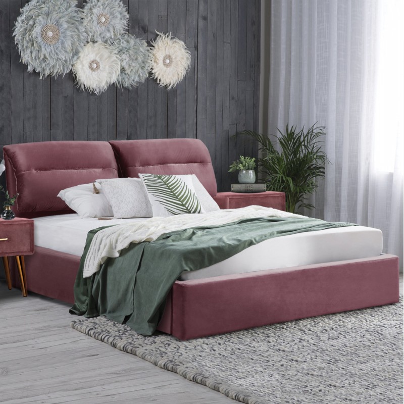 ΚΡΕΒΑΤΙ ΔΙΠΛΟ & ΣΤΡΩΜΑ KENDRA HM10720.02 ΣΑΠΙΟ ΜΗΛΟ ΒΕΛΟΥΔΟ--ΑΠΟΘ.ΧΩΡΟΣ--160x200εκ