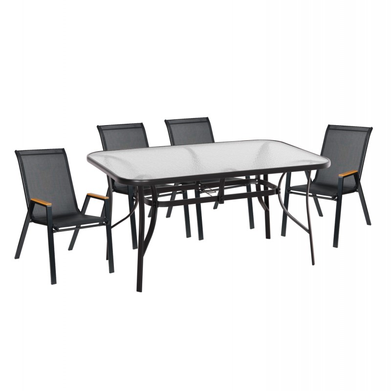 ΣΕΤ ΤΡΑΠΕΖΑΡΙΑΣ 5ΤΜΧ BRUNO HM10729.03 ΚΑΡΕΚΛΕΣ ΜΕΤΑΛΛΙΚΕΣ & ΤΡΑΠΕΖΙ 150x90εκ ΜΑΥΡΟ