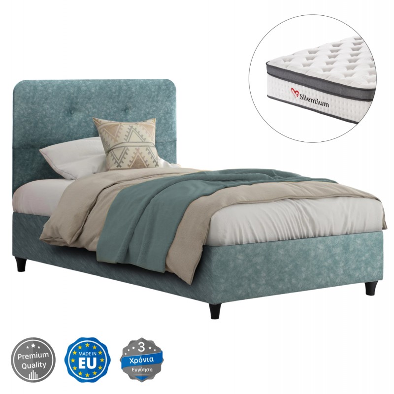 ΚΡΕΒΑΤΙ ΗΜΙΔΙΠΛΟ DOLORES ΜΕ ΣΤΡΩΜΑ HM10746.04 LIGHT GREEN ΥΦΑΣΜΑ τ.NUBUCK--ΓΙΑ 120x200εκ