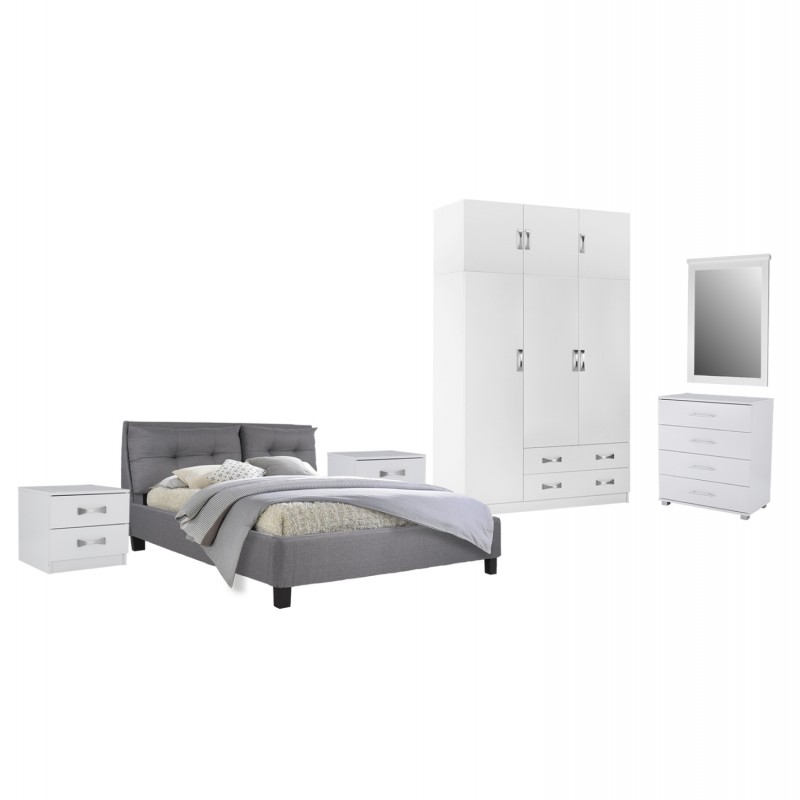 ΣΕΤ ΚΡΕΒΑΤΟΚΑΜΑΡΑΣ 6ΤΜΧ CARLY HM10884.05 ΜΕΛΑΜΙΝΗ ΛΕΥΚΗ-ΥΦΑΣΜΑ ΓΚΡΙ