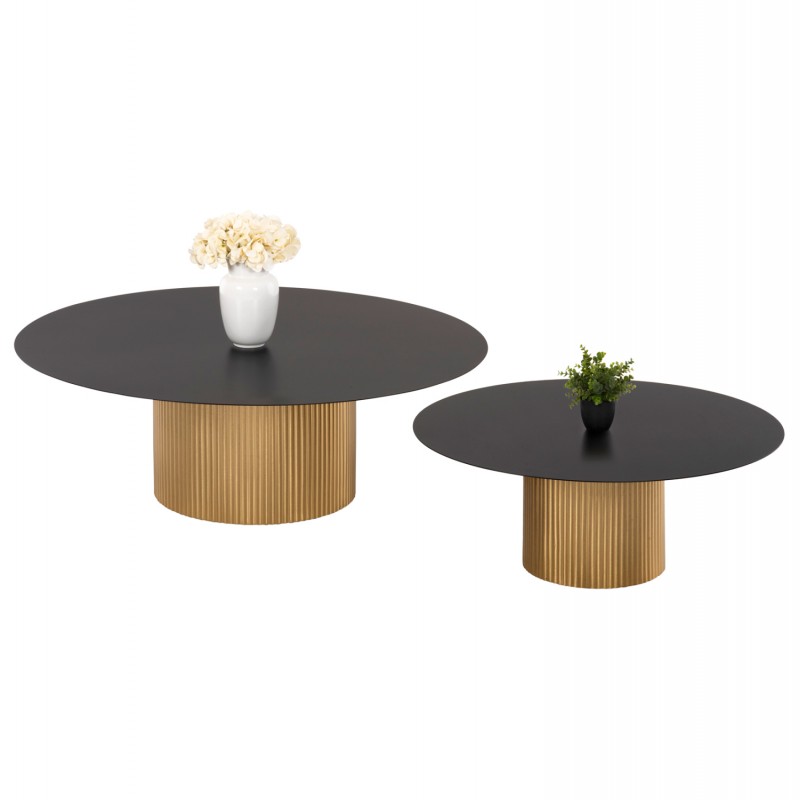 ΤΡΑΠΕΖΙA ΣΑΛΟΝΙΟΥ 2ΤΜΧ CLAD HM11916 ΜΕΤΑΛΛΟ ΣΕ ΧΡΥΣΟ-ΜΑΥΡΟ Φ110x38Υ & Φ80x32Υ εκ.