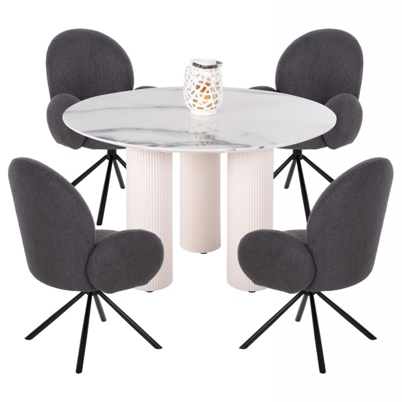 ΣΕΤ ΤΡΑΠΕΖΑΡΙΑ ΕΣΩΤ.ΧΩΡΟΥ 5ΤΜΧ HM11978 ΤΡΑΠΕΖΙ DORIK & 4 ΠΟΛΥΘΡΟΝΕΣ WINON (ΓΚΡΙ)