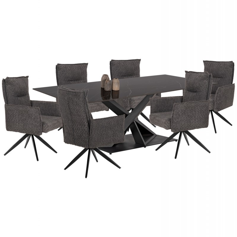 ΣΕΤ ΤΡΑΠΕΖΑΡΙΑΣ 7ΤΜΧ RUBBY HM21044 ΤΡΑΠΕΖΙ ΜΕ ΚΕΡΑΜΙΚΟ TOP-6 ΠΟΛΥΘΡΟΝΑΚΙΑ ΓΚΡΙ