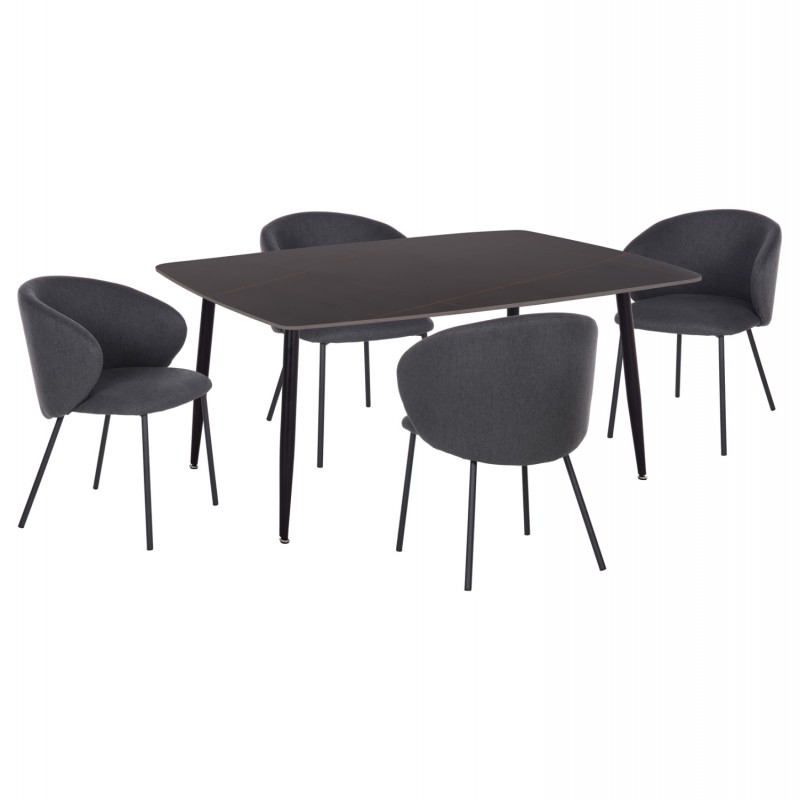 ΣΕΤ ΤΡΑΠΕΖΑΡΙΑΣ 5ΤΜΧ RAVEN HM21069.02 ΚΕΡΑΜΙΚΟ TOP ΜΑΥΡΟ ΜΑΡΜΑΡΟ & 4 ΚΑΡΕΚΛΕΣ