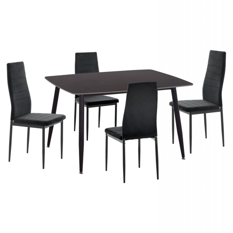 ΣΕΤ ΤΡΑΠΕΖΑΡΙΑΣ 5ΤΜΧ RAVEN HM21224.02 ΚΕΡΑΜΙΚΟ TOP ΜΑΥΡΟ ΜΑΡΜΑΡΟ--ΒΕΛΟΥΔΟ ΜΑΥΡΟ