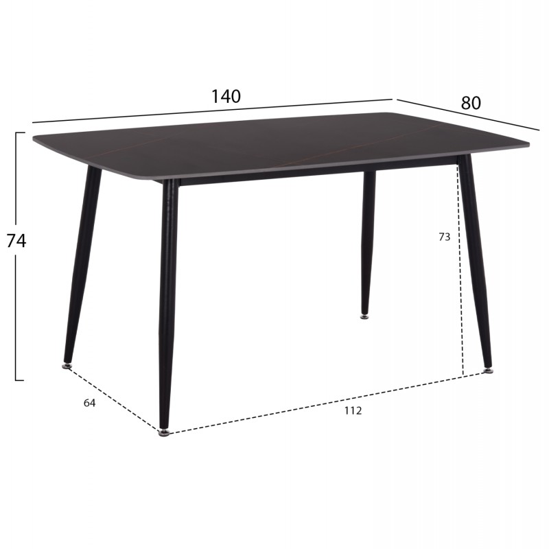 ΣΕΤ ΤΡΑΠΕΖΑΡΙΑΣ 5ΤΜΧ RAVEN HM21072.02 ΚΕΡΑΜΙΚΟ TOP ΜΑΥΡΟ ΜΑΡΜΑΡΟ & 4 ΚΑΡΕΚΛΕΣ