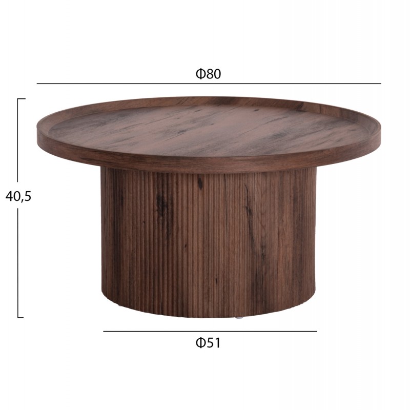 ΣΕΤ 2ΤΜΧ ΤΡΑΠΕΖΙΑ ΣΑΛΟΝΙΟΥ MARGON HM21084 MDF ΣΚΟΥΡΟ ΚΑΦΕ Φ80εκ & Φ45εκ