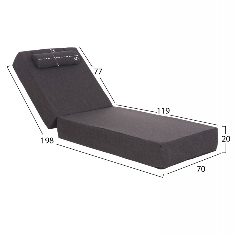 ΜΑΞΙΛΑΡΙ ΞΑΠΛΩΣΤΡΑΣ KIHEI HM21094.03 OLEFIN ΣΚΟΥΡΟ ΓΚΡΙ ΜΕ FOAM 198x70x20Υεκ