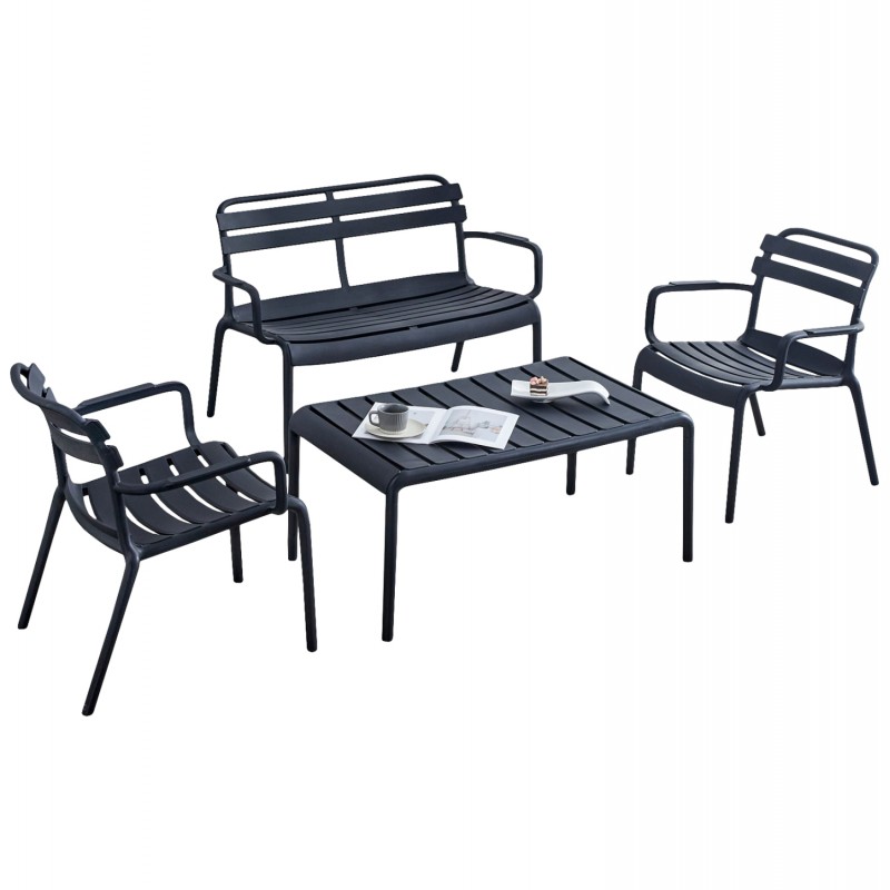 ΣΕΤ ΣΑΛΟΝΙ ΕΞΩΤΕΡΙΚΟΥ ΧΩΡΟΥ 4ΤΜΧ KORVER HM21096.02 ΠΟΛΥΠΡΟΠΥΛΕΝΙΟ ΜΑΥΡΟ