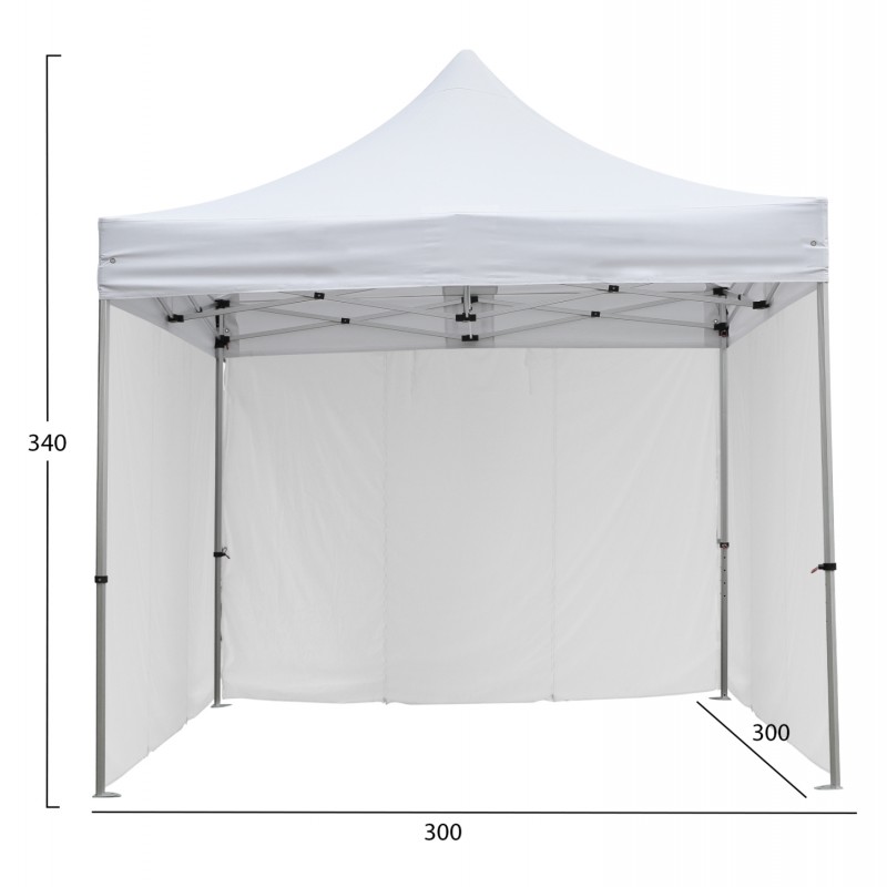 GAZEBO ΕΠΑΓΓΕΛΜΑΤΙΚΟ ΜΕ 3 ΠΛΑΙΝΑ ΠΑΝΙΑ ΣΚΙΑΣΗΣ CRESSEN HM21097.01 ΠΤΥΣΣΟΜΕΝΟ ΑΛΟΥΜΙΝΙΟΥ 3x3x3,4Yεκ