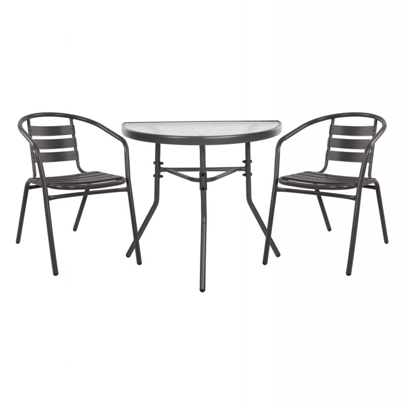 ΣΕΤ ΕΞΩΤ.ΧΩΡΟΥ 3ΤΜΧ LAURA HM21112 ΤΡΑΠΕΖΙ ΗΜΙΚΥΚΛΙΚΟ & 2 ΠΟΛΥΘΡΟΝΕΣ- ΓΚΡΙ