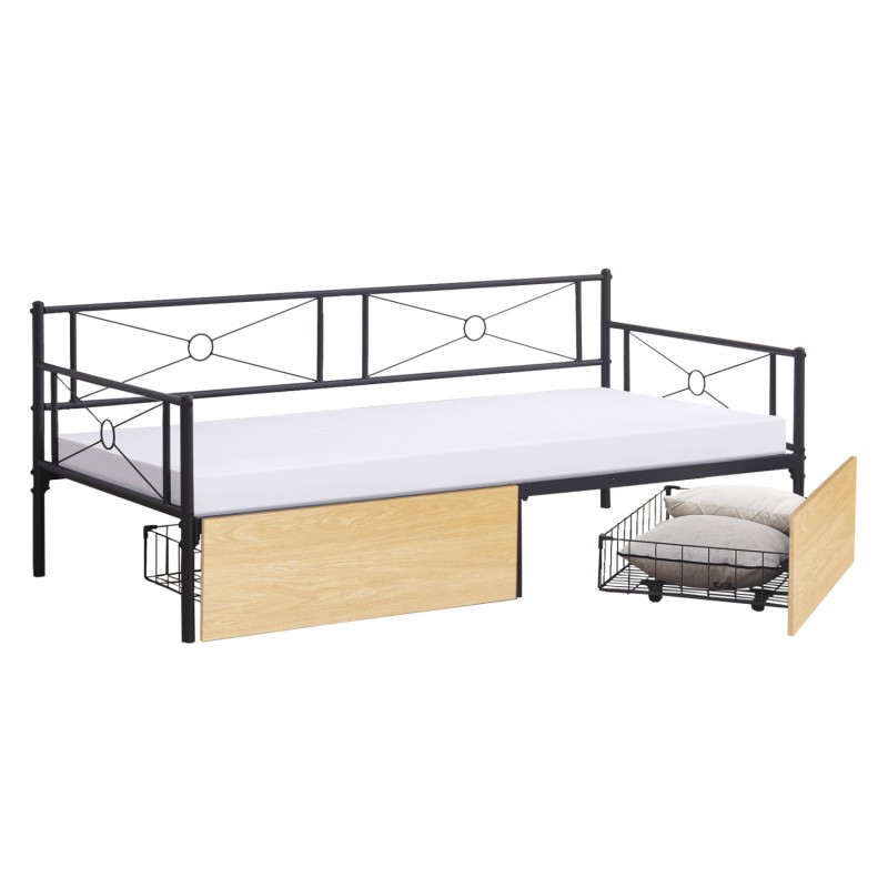 ΚΡΕΒΑΤΙ-ΚΑΝΑΠΕΣ BERNIE HM21120.02 ΜΑΥΡΟΣ ΜΕΤΑΛ.ΣΚΕΛΕΤΟΣ & SONAMA ΣΥΡΤΑΡΙΑ-190x90εκ.