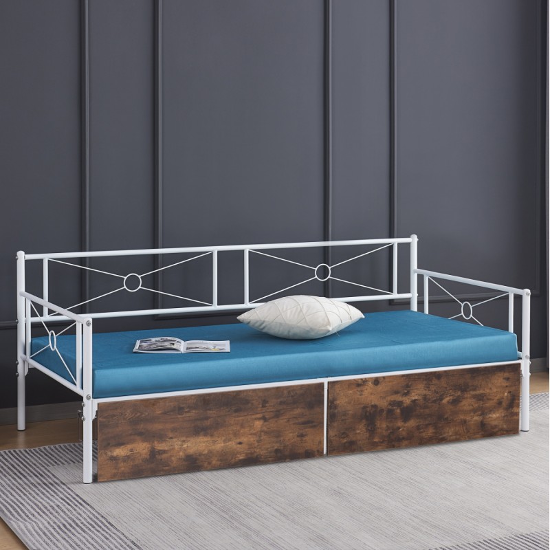 ΚΡΕΒΑΤΙ-ΚΑΝΑΠΕΣ BERNIE HM21121.01 ΛΕΥΚΟΣ ΜΕΤΑΛ.ΣΚΕΛΕΤΟΣ & ΣΥΡΤΑΡΙΑ- ΓΙΑ 190x90εκ.