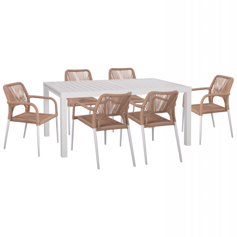 ΣΕΤ ΤΡΑΠΕΖΑΡΙΑΣ ΕΞ.ΧΩΡΟΥ 7ΤΜΧ KRUM HM21131 ΛΕΥΚΟ ΑΛΟΥΜΙΝΙΟ--P.E.RATTAN