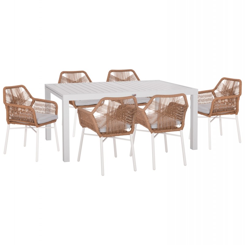 ΣΕΤ ΤΡΑΠΕΖΑΡΙΑΣ ΕΞ.ΧΩΡΟΥ 7ΤΜΧ KRUM HM21132 ΛΕΥΚΟ ΑΛΟΥΜΙΝΙΟ--P.E.TWISTED RATTAN