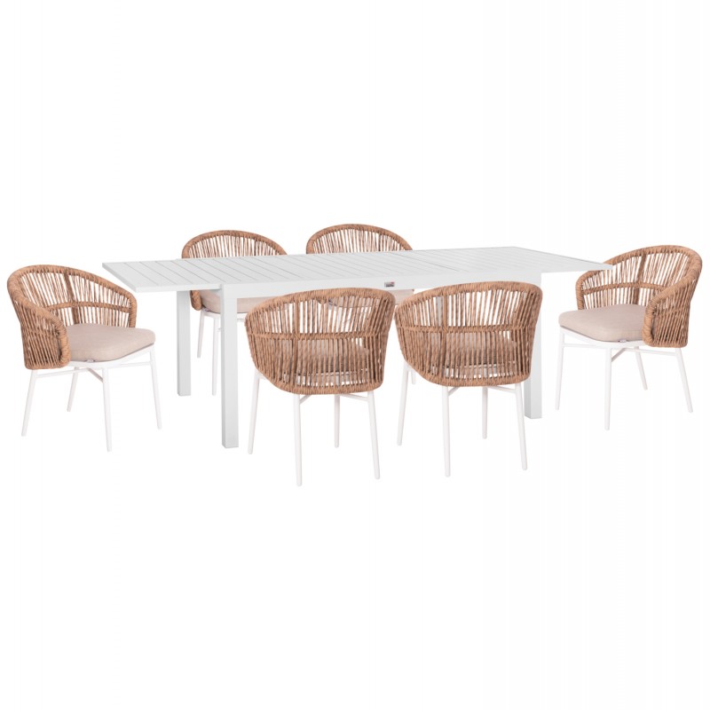 ΣΕΤ ΤΡΑΠΕΖΑΡΙΑΣ ΕΞ.ΧΩΡΟΥ 7ΤΜΧ KRUM HM21131.05 ΛΕΥΚΟ ΑΛΟΥΜΙΝΙΟ-P.E.RATTAN