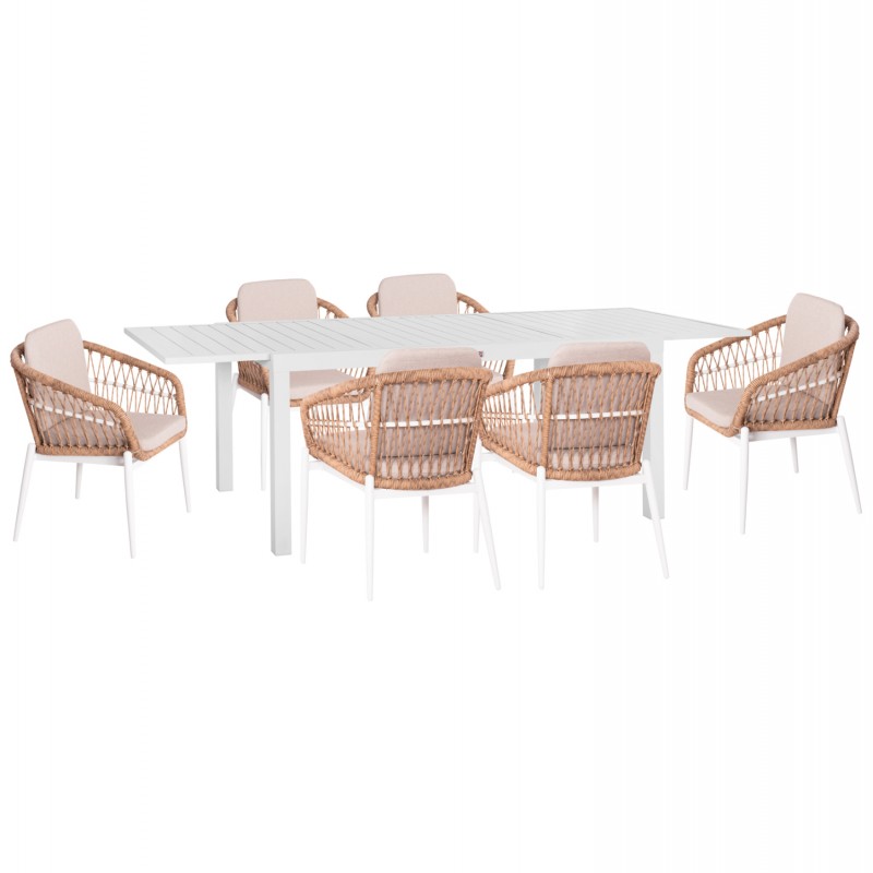 ΣΕΤ ΤΡΑΠΕΖΑΡΙΑΣ ΕΞ.ΧΩΡΟΥ 7ΤΜΧ KRUM HM21149 ΛΕΥΚΟ ΑΛΟΥΜΙΝΙΟ--P.E.RATTAN