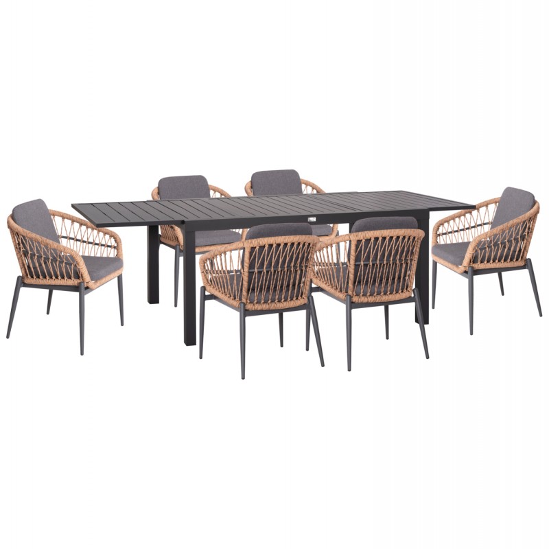 ΣΕΤ ΤΡΑΠΕΖΑΡΙΑΣ ΕΞ.ΧΩΡΟΥ 7ΤΜΧ KRUM HM21157 ΣΚΟΥΡΟ ΓΚΡΙ ΑΛΟΥΜΙΝΙΟ--P.E.RATTAN