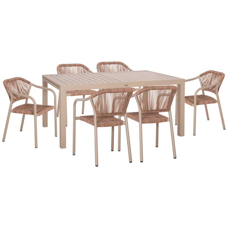 ΣΕΤ ΤΡΑΠΕΖΑΡΙΑΣ ΕΞ.ΧΩΡΟΥ 7ΤΜΧ KRUM HM21159 ΜΟΚΑ ΑΛΟΥΜΙΝΙΟ--P.E.RATTAN