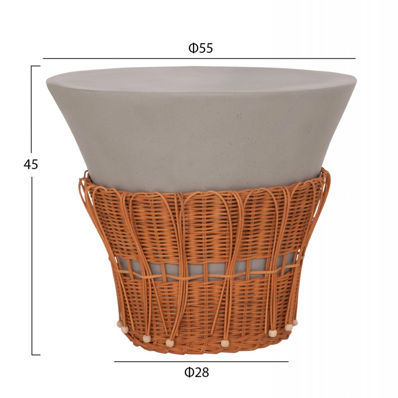 ΣΕΤ 2ΤΜΧ ΒΟΗΘΗΤΙΚΑ ΤΡΑΠΕΖΙΑ PERRAL HM21138.03 FIBER CEMENT ΓΚΡΙ--ΦΥΣΙΚΟ RATTAN