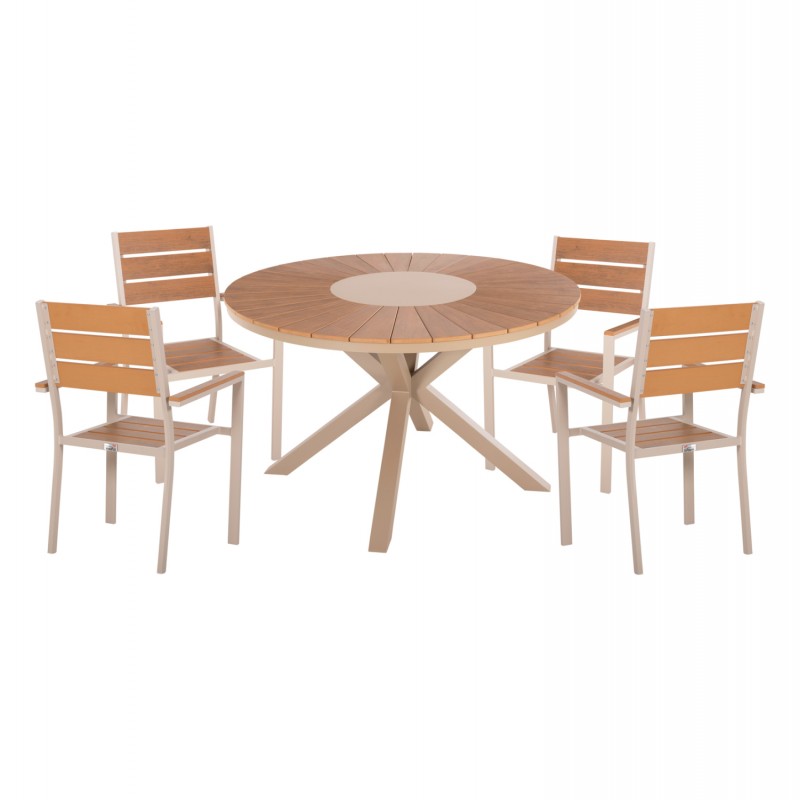 ΣΕΤ ΤΡΑΠΕΖΑΡΙΑΣ ΕΞ. ΧΩΡΟΥ 5ΤΜΧ MORIL HM21161 ΑΛΟΥΜΙΝΙΟ ΣΕ ΣΑΜΠΑΝΙ & POLYWOOD