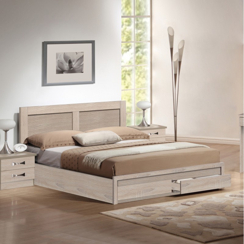 ΚΡΕΒΑΤΙ ΔΙΠΛΟ ΜΕ ΣΥΡΤΑΡΙΑ & ΣΤΡΩΜΑ CAPRI HM21169 ΜΕΛΑΜΙΝΗ SONAMA--ΓΙΑ 150x200εκ