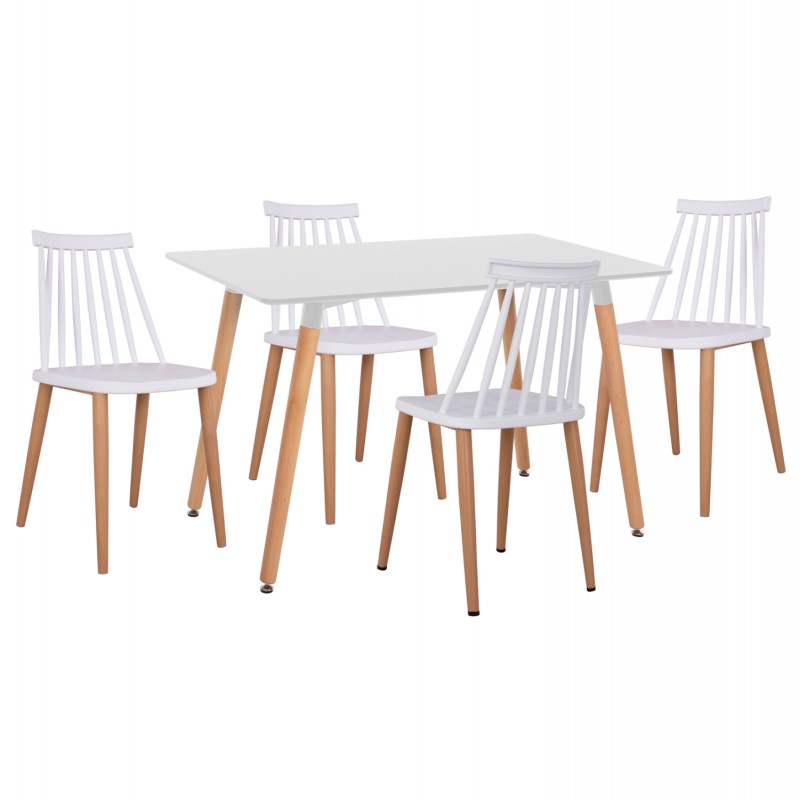 ΣΕΤ ΤΡΑΠΕΖΑΡΙΑΣ 5ΤΜΧ MINIMAL HM21172 MDF TOP ΣΕ ΛΕΥΚΟ-ΣΚΕΛΕΤΟΣ ΣΕ ΦΥΣΙΚΟ ΞΥΛΟΥ