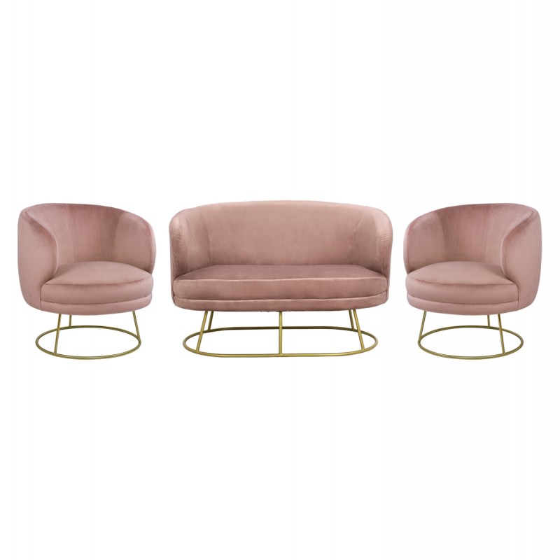 ΣΕΤ ΣΑΛΟΝΙ 2ΘΕΣΙΟΣ & 2 ΠΟΛΥΘΡΟΝΕΣ ARIEN ΣΑΠΙΟ ΜΗΛΟ ΒΕΛΟΥΔΟ ΧΡΥΣΗ ΒΑΣΗ HM11051.02