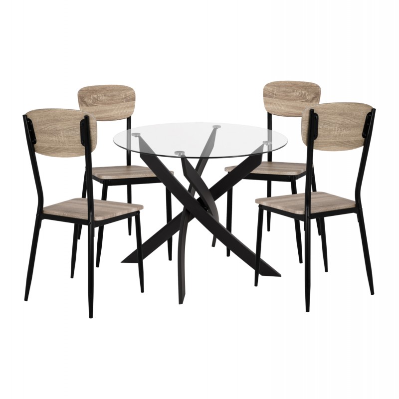 ΣΕΤ 5ΤΜΧ ΤΡΑΠΕΖΙ ΜΑΥΡΟ & ΚΑΡΕΚΛΕΣ SONAMA ΜΕ ΜΑΥΡΙΑ ΠΟΔΙΑ HM11072