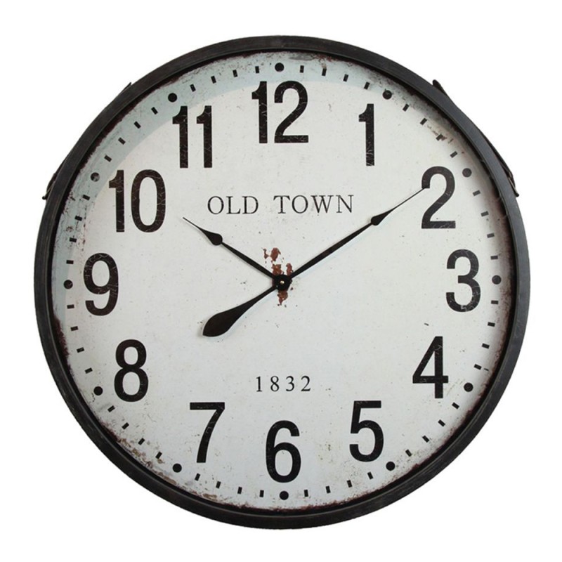 OLD TOWN ΡΟΛΟΪ ΤΟΙΧΟΥ 80x80x10cm ΜΕΤΑΛΛΟ ΜΑΥΡΟ ΛΕΥΚΟ ΓΥΑΛΙ