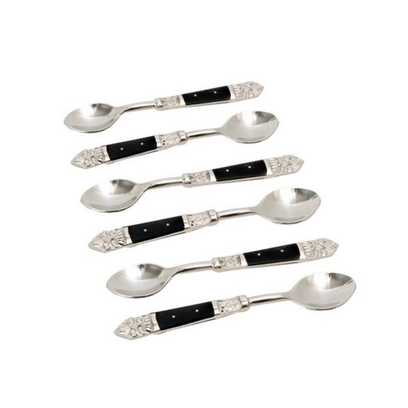 ROYAL ΚΟΥΤΑΛΙ ΓΛΥΚΟΥ SET 6TMX 15x3x1cm ΑΤΣΑΛΙ ΜΑΥΡΟ RESIN