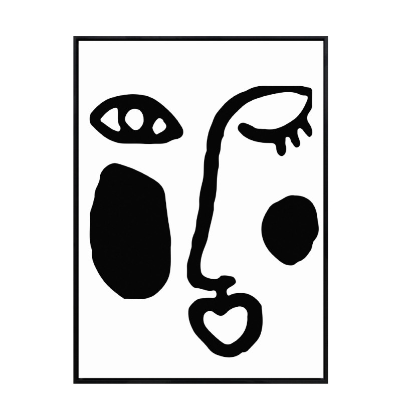 ART FACE ΠΙΝΑΚΑΣ ΔΙΑΚΟΣΜΗΣΗΣ 53x73x4cm ΚΑΜΒΑΣ ΛΕΥΚΟ ΜΑΥΡΟ ΞΥΛΟ ΜΑΥΡΟ