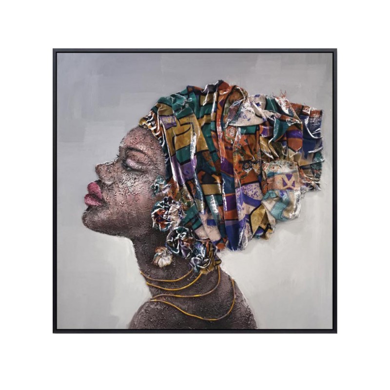 GEIMA ΠΙΝΑΚΑΣ ΔΙΑΚΟΣΜΗΣΗΣ 82x82x5cm ΚΑΜΒΑΣ ΠΟΛΥΧΡΩΜΟ ΞΥΛΟ ΜΑΥΡΟ