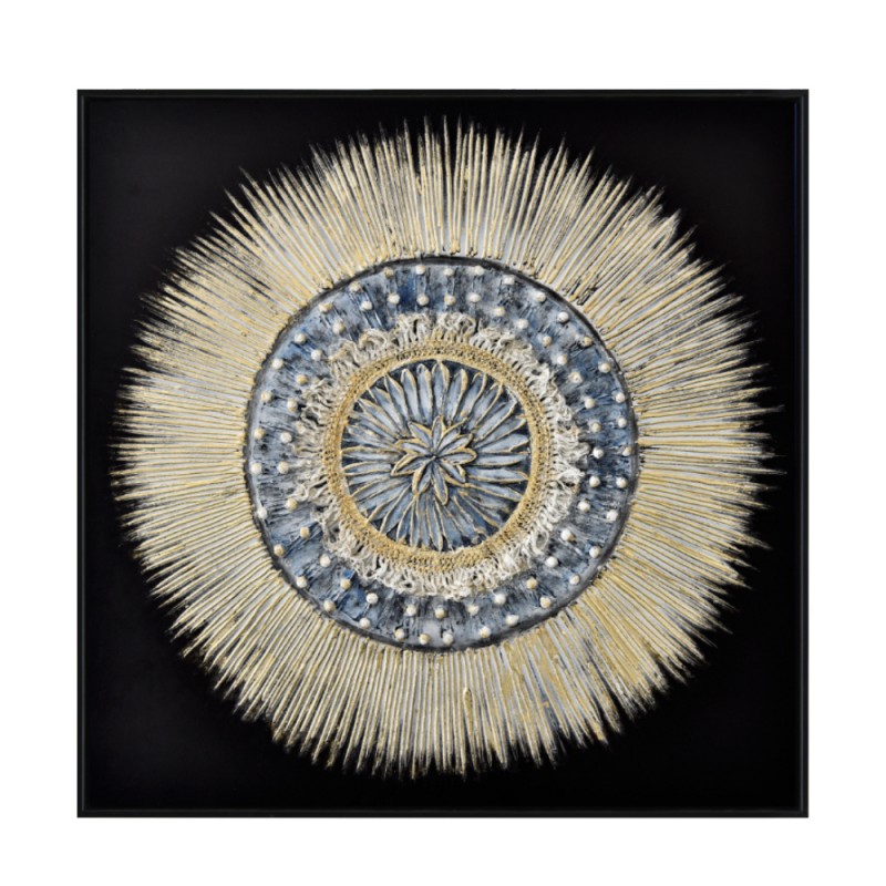 JORAH 1 ΠΙΝΑΚΑΣ ΚΑΜΒΑΣ ΠΟΛΥΧΡΩΜΟ ΞΥΛΟ ΚΟΡΝΙΖΑ ΜΑΥΡΟ 102,5x102,5xH4,5cm