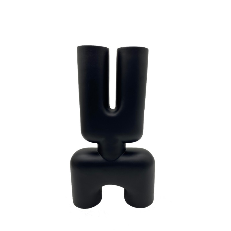 MORP ΒΑΖΟ 19x7x32cm POLYRESIN ΜΑΥΡΟ