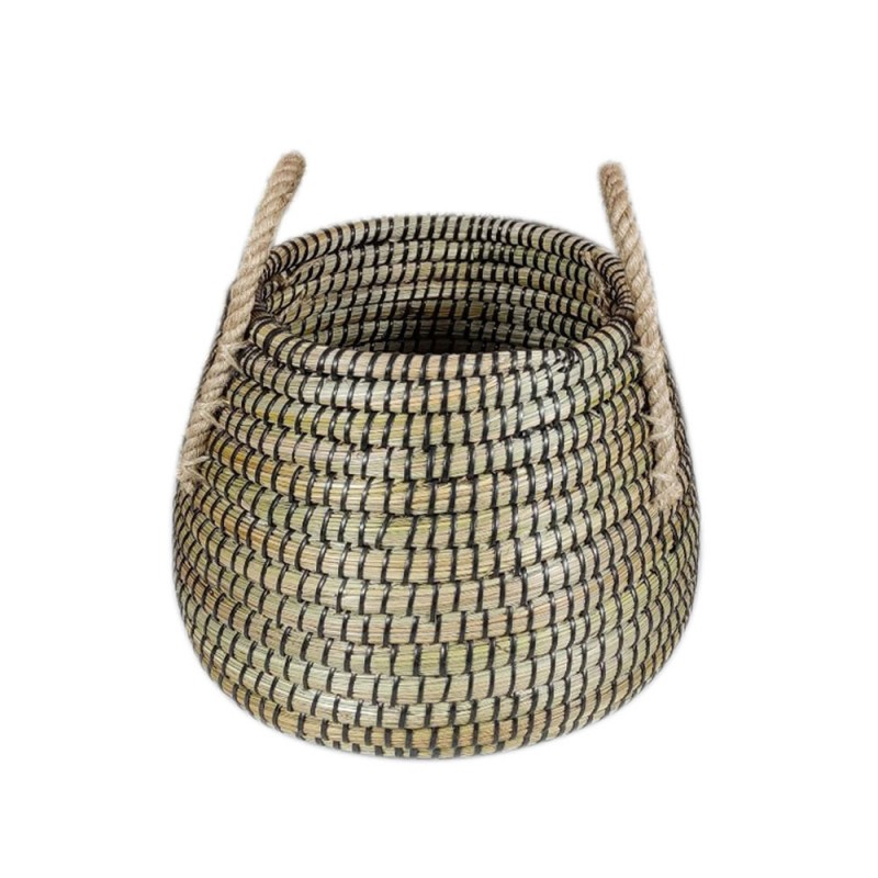 KENYA L ΚΑΛΑΘΙ ΑΠΟΘΗΚΕΥΣΗΣ 43x43x36cm KANSGRASS ΦΥΣΙΚΟ ΜΑΥΡΟ PVC