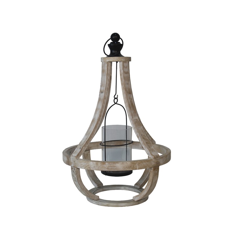 ESMA ΦΑΝΑΡΙ 35x35x52cm ΞΥΛΟ ΦΥΣΙΚΟ ΓΥΑΛΙ