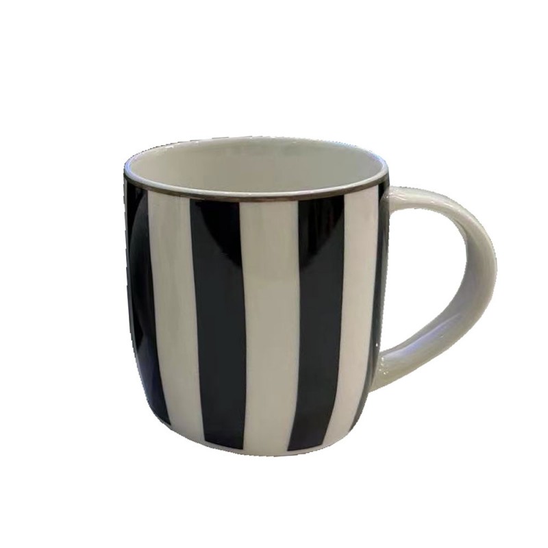 JOLIE ROMBUS ΚΟΥΠΑ 9x9x9cm NEW BONE CHINA ΛΕΥΚΟ ΜΑΥΡΟ ΧΡΥΣΟ