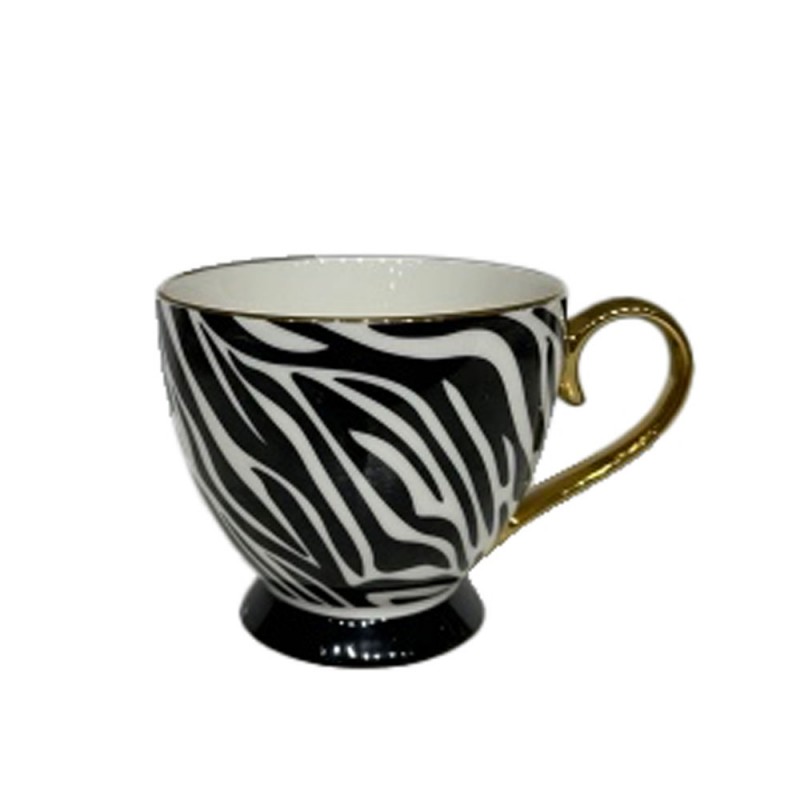 SAFARI ΚΟΥΠΑ 11x11x9cm NEW BONE CHINA ΛΕΥΚΟ ΜΑΥΡΟ ΧΡΥΣΟ