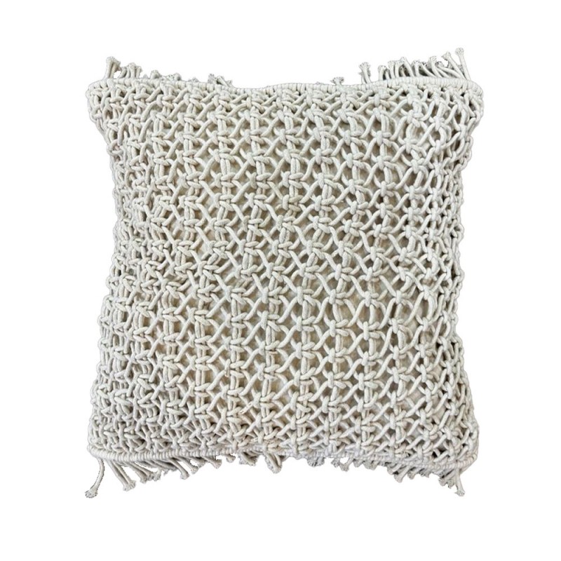 ANALA ΔΙΑΚΟΣΜΗΤΙΚΟ ΜΑΞΙΛΑΡΙ MACRAME 45x45cm ΒΑΜΒΑΚΙ IVORY POLYESTER
