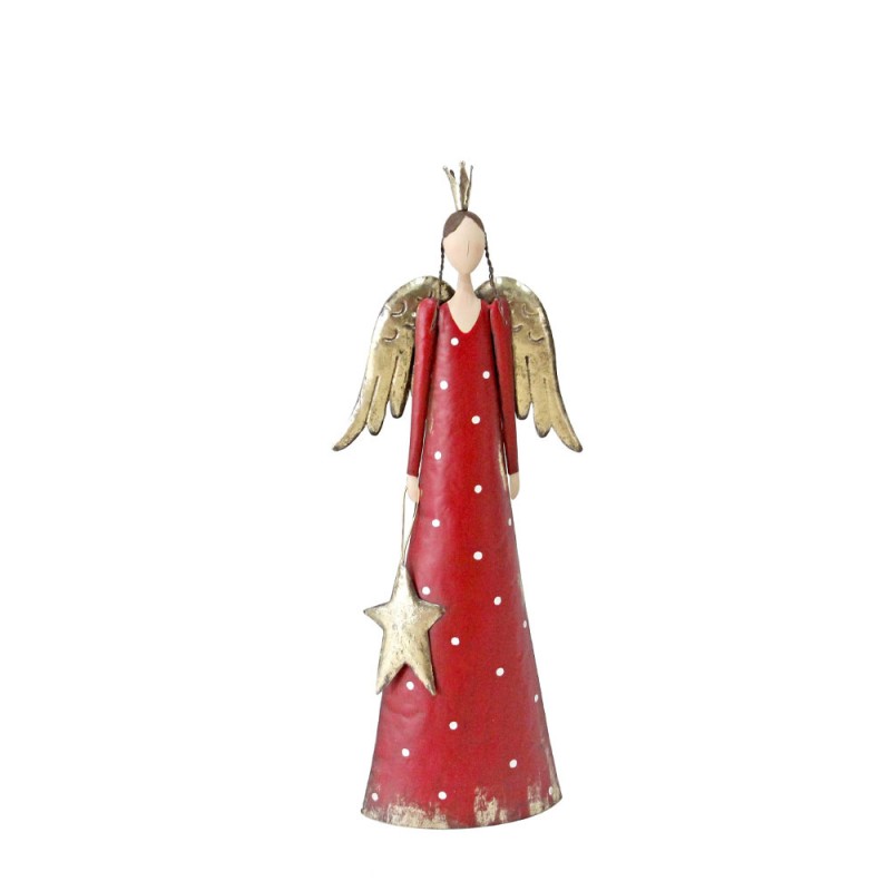 XMAS ANGEL BEAUTY A ΑΓΓΕΛΟΣ ΜΕΤΑΛΛΟ ΚΟΚΚΙΝΟ ΧΡΥΣΟ ΛΕΥΚΟ 27x12xH74cm