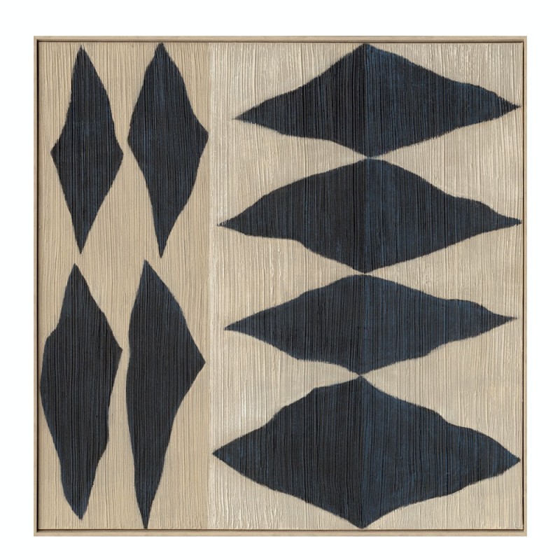 SHAYE ΠΙΝΑΚΑΣ ΔΙΑΚΟΣΜΗΣΗΣ 100x100x5cm ΚΑΜΒΑΣ ΜΠΕΖ ΜΠΛΕ ΞΥΛΟ ΦΥΣΙΚΟ