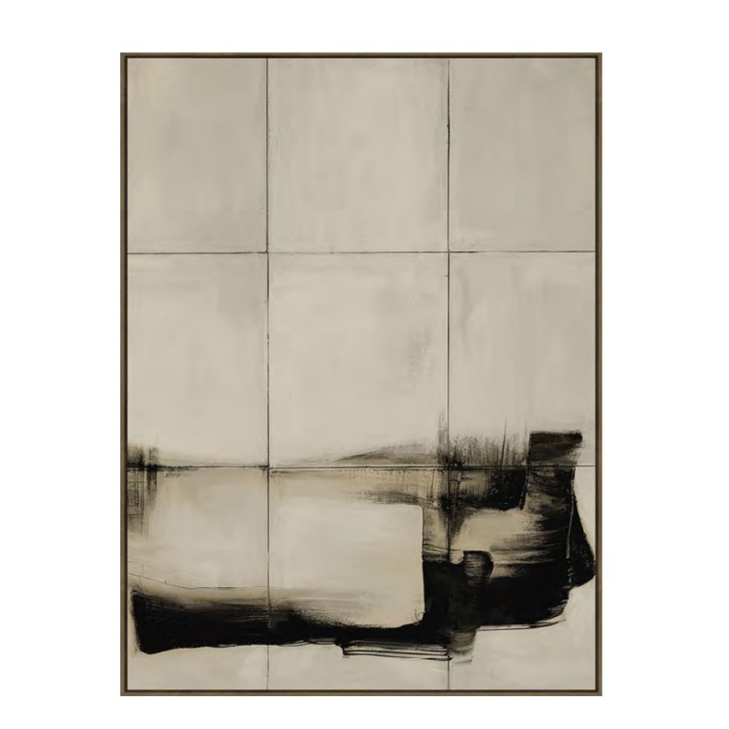 SHIFTING REALITIES ΠΙΝΑΚΑΣ ΔΙΑΚΟΣΜΗΤΙΚΟΣ ΜΕ ΚΟΡΝΙΖΑ 90x120x4cm ΚΑΜΒΑΣ ΜΠΕΖ ΜΑΥΡΟ PP