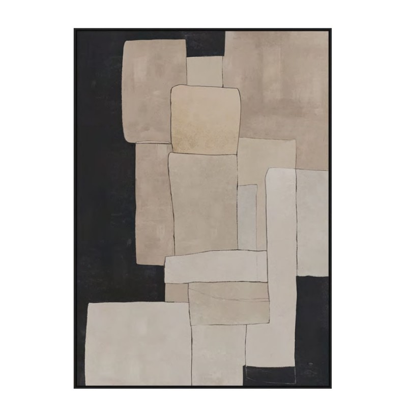 BEYOND THE VEIL ΠΙΝΑΚΑΣ ΔΙΑΚΟΣΜΗΤΙΚΟΣ ΜΕ ΚΟΡΝΙΖΑ 90x120x4cm ΚΑΜΒΑΣ ΜΠΕΖ ΜΑΥΡΟ PP