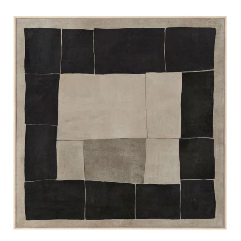 MYSTIC SQUARES ΠΙΝΑΚΑΣ ΔΙΑΚΟΣΜΗΤΙΚΟΣ ΜΕ ΚΟΡΝΙΖΑ 100x100x4cm ΚΑΜΒΑΣ ΜΠΕΖ ΜΑΥΡΟ ΞΥΛΟ