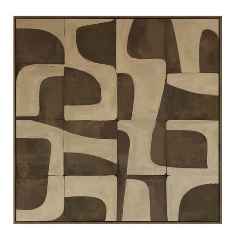 BOHO BALANCE ΠΙΝΑΚΑΣ ΔΙΑΚΟΣΜΗΤΙΚΟΣ ΜΕ ΚΟΡΝΙΖΑ 80x80x4cm ΚΑΜΒΑΣ ΚΑΦΕ ΜΠΕΖ PP