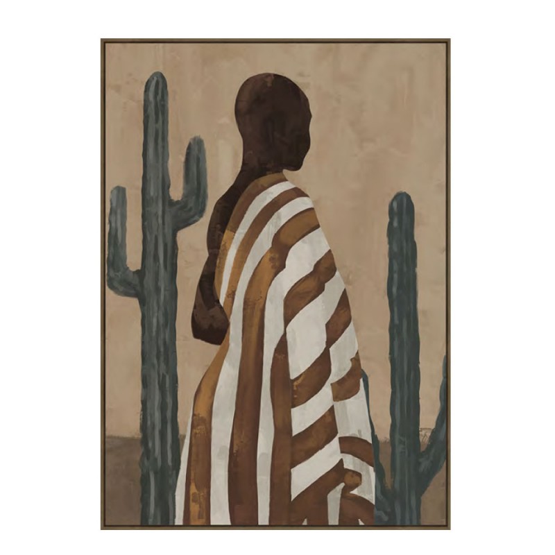 DESERT BLOOM ΠΙΝΑΚΑΣ ΔΙΑΚΟΣΜΗΤΙΚΟΣ ΜΕ ΚΟΡΝΙΖΑ 80x120x4cm ΚΑΜΒΑΣ ΚΑΦΕ ΜΠΕΖ PP