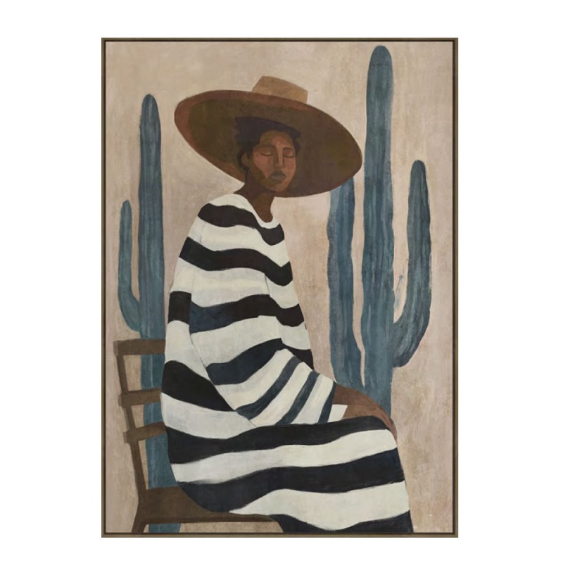 DESERT BLOOM ΠΙΝΑΚΑΣ ΔΙΑΚΟΣΜΗΤΙΚΟΣ ΜΕ ΚΟΡΝΙΖΑ 80x120x4cm ΚΑΜΒΑΣ ΚΑΦΕ ΜΠΕΖ PP