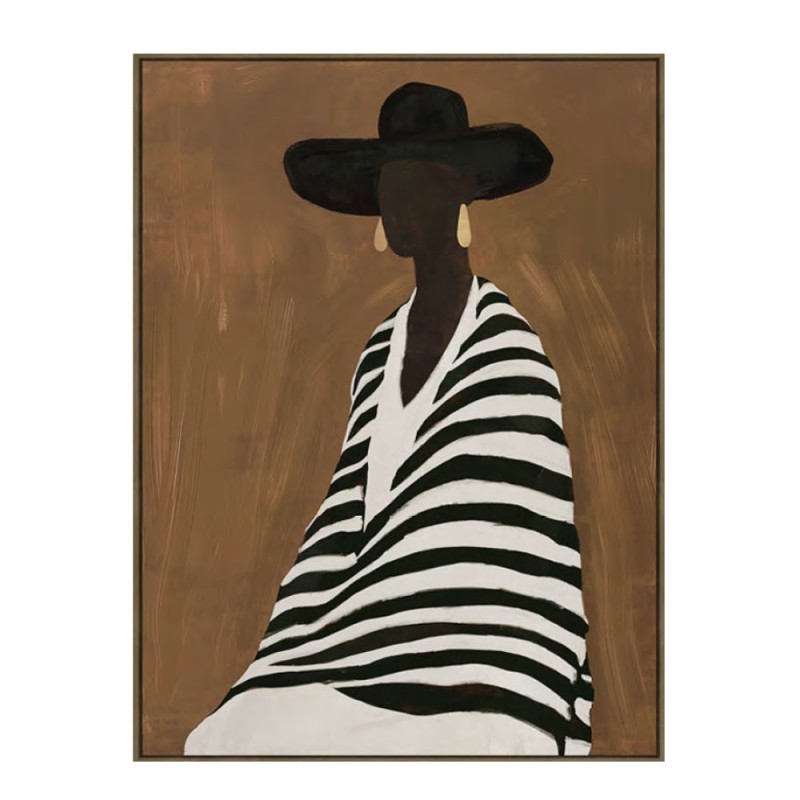 TIMELESS ELEGANCE C ΠΙΝΑΚΑΣ ΔΙΑΚΟΣΜΗΤΙΚΟΣ ΜΕ ΚΟΡΝΙΖΑ 80x120x4cm ΚΑΜΒΑΣ ΚΑΦΕ ΜΠΕΖ PP ΜΑΥΡΟ