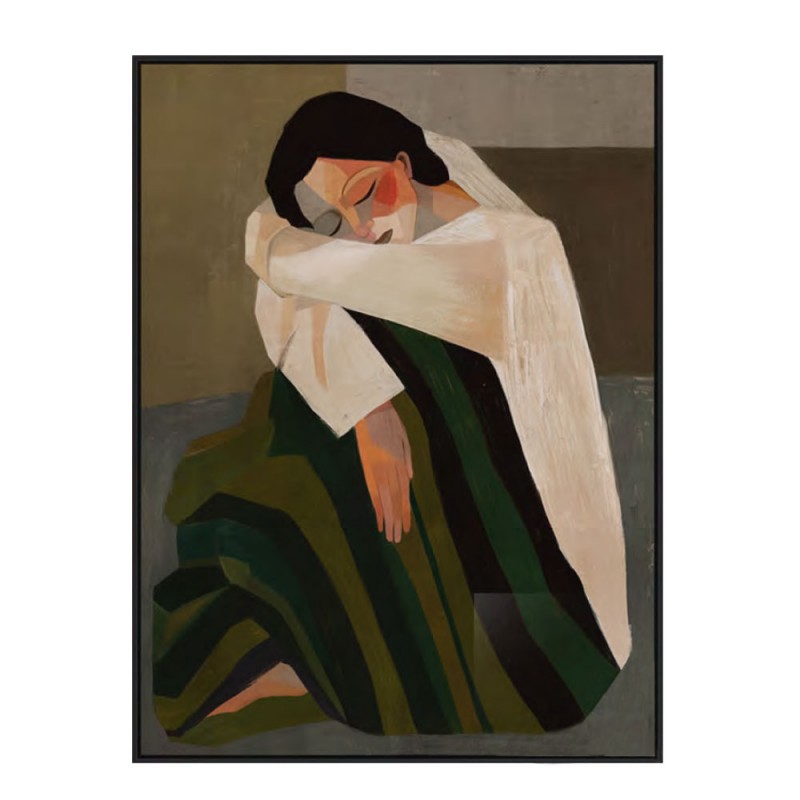 SILENT REFLECTION ΠΙΝΑΚΑΣ ΔΙΑΚΟΣΜΗΤΙΚΟΣ ΜΕ ΚΟΡΝΙΖΑ 80x120x4cm ΚΑΜΒΑΣ ΚΑΦΕ ΜΠΕΖ PP ΠΡΑΣΙΝΟ